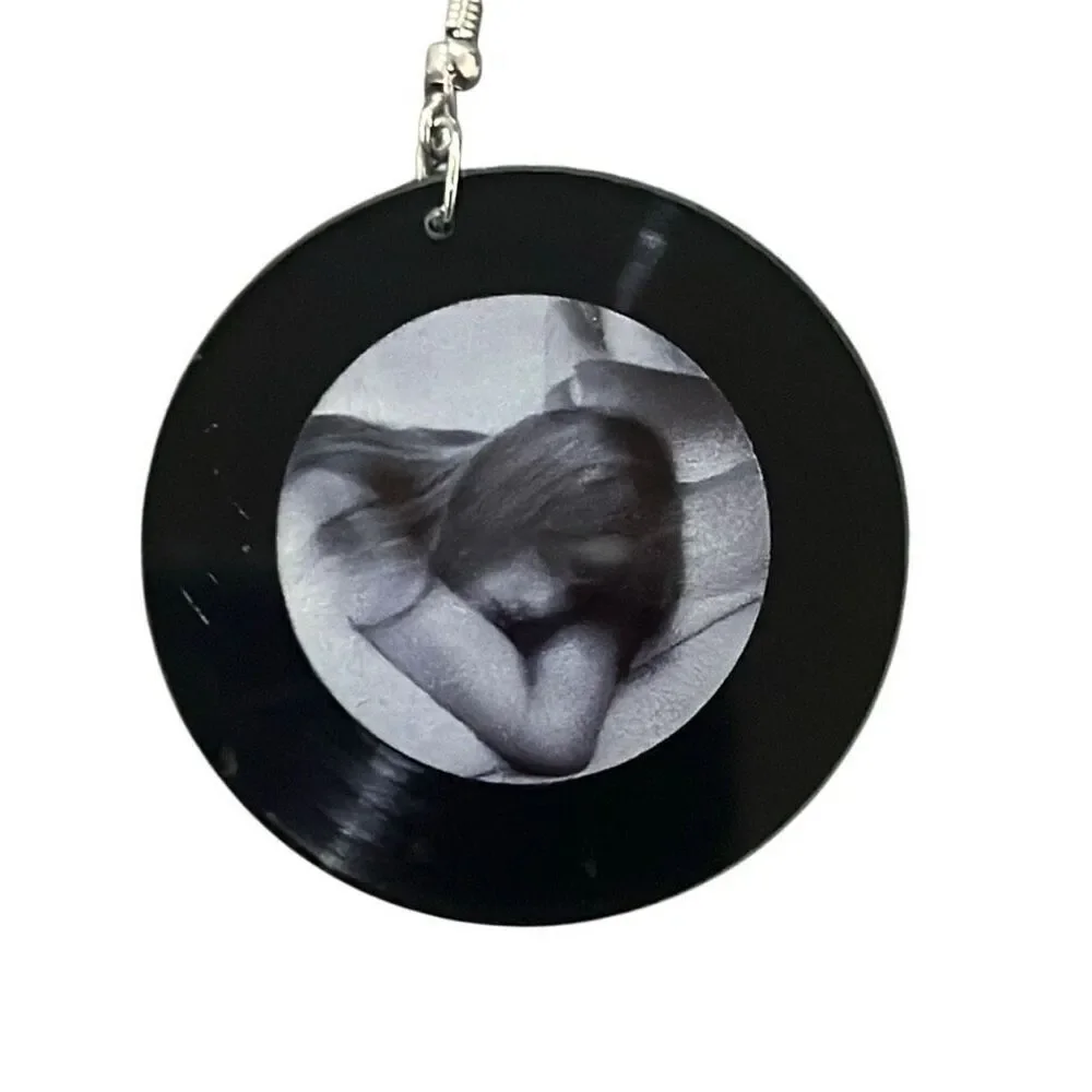 Taylor Swift‎ Grey Black Record Fashion Earrings NEW Lightweight Resin